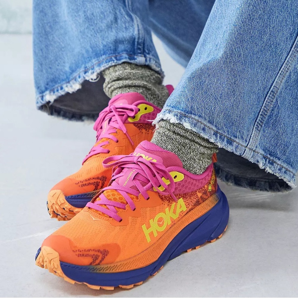FREE SHIPPING! Hoka Goretex Vibrant Orange and Pink Sneakers